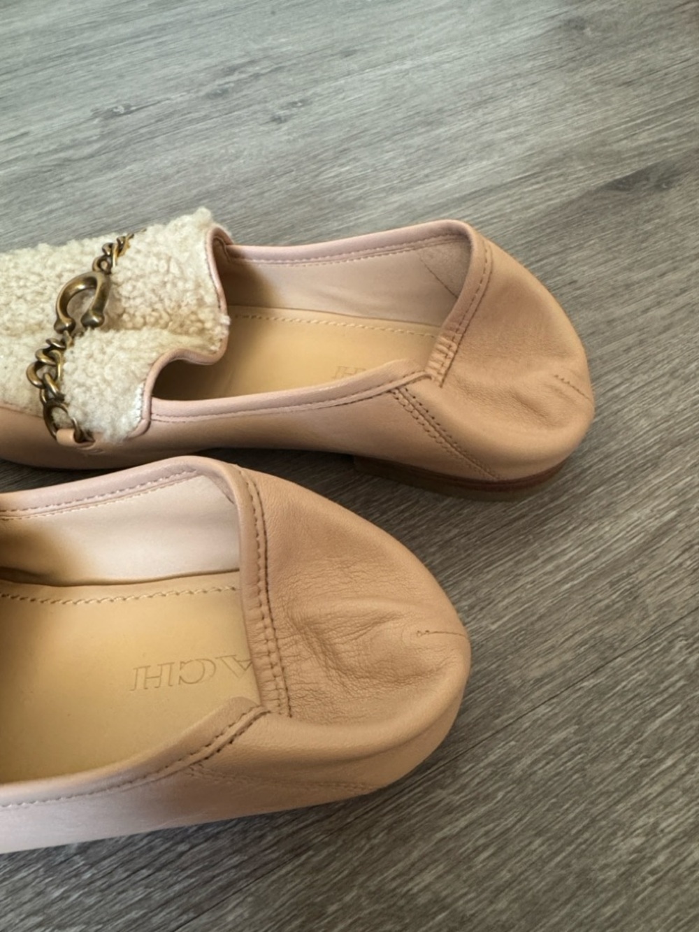 Coach Women's Pink Helena Shearling-Trim Loafers with Chain Accent in Pale Blush - Picture 8 of 9
